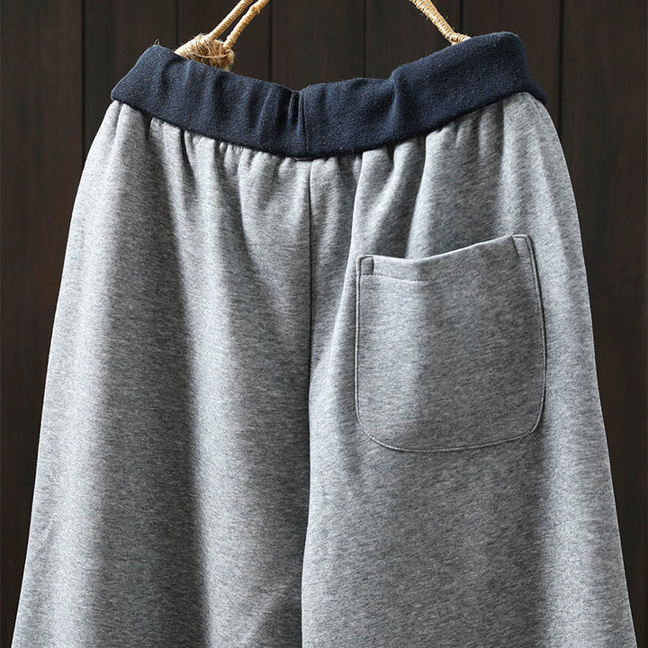 Pantalon en coton uni à blocs de couleur Buddha Stones Fall pour femme, avec poches - image 5