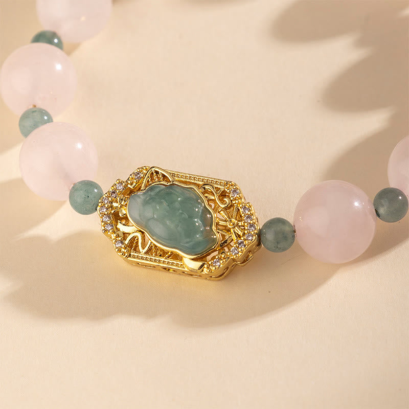 Bracelet de bienveillance en quartz rose et jade de Buddha Stones - image 3