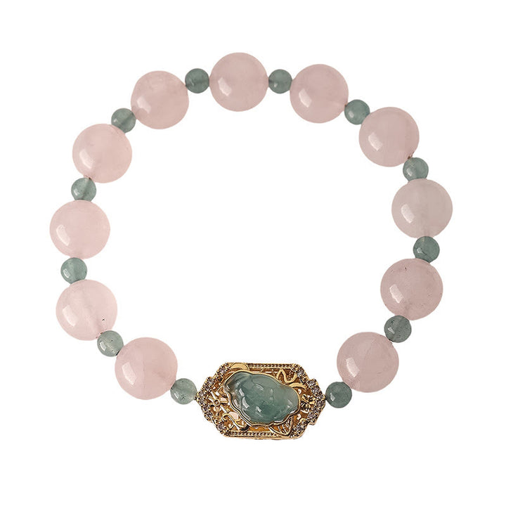 Bracelet de bienveillance en quartz rose et jade de Buddha Stones - image 4