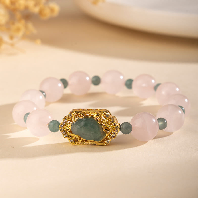 Bracelet de bienveillance en quartz rose et jade de Buddha Stones - image 1