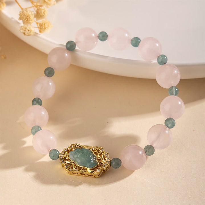 Bracelet de bienveillance en quartz rose et jade de Buddha Stones - image 2