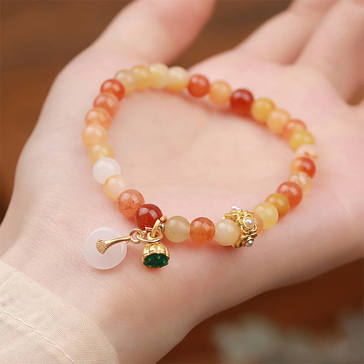 Bracelet de paix en Buddha Stones, soie dorée et jade, protégeant des mauvais esprits - image 2