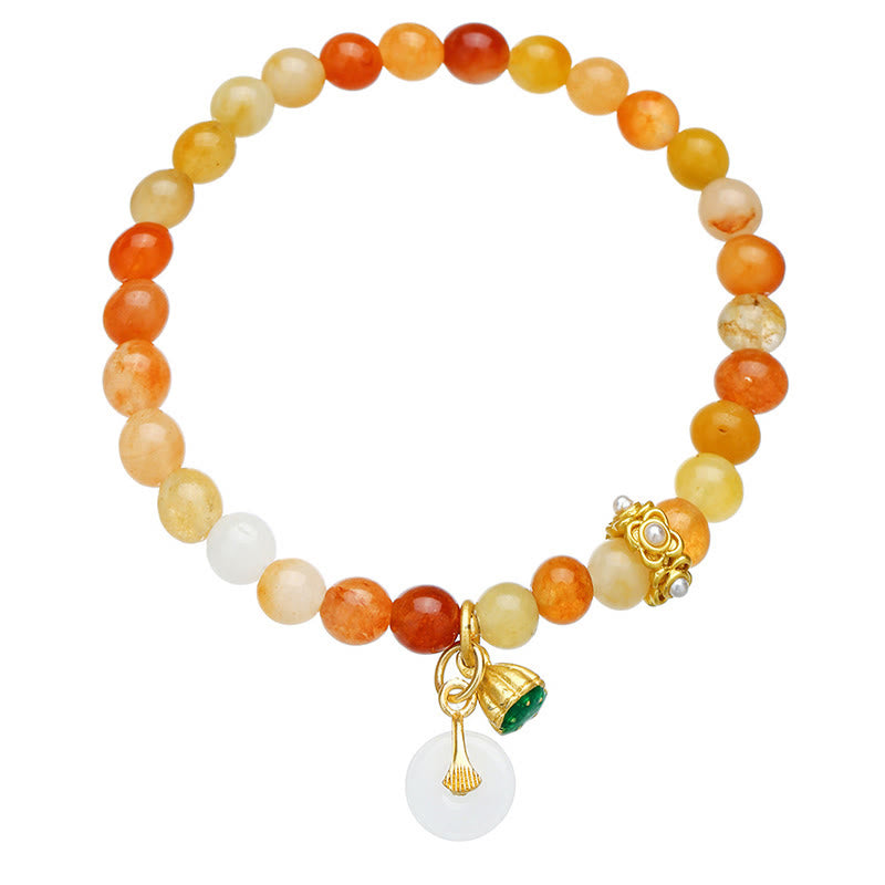 Bracelet de paix en Buddha Stones, soie dorée et jade, protégeant des mauvais esprits - image 3