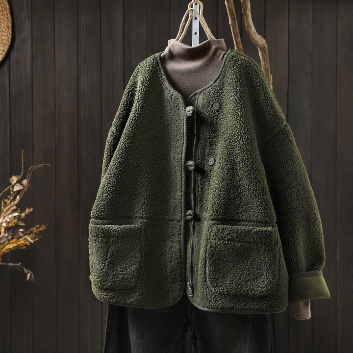 Veste d'hiver chaude en coton à manches longues avec fermeture éclair et boutons , Buddha Stones et dotée de poches. - Vert - US4-6，UK/AU8-10，EU36-38 (F) - image 19