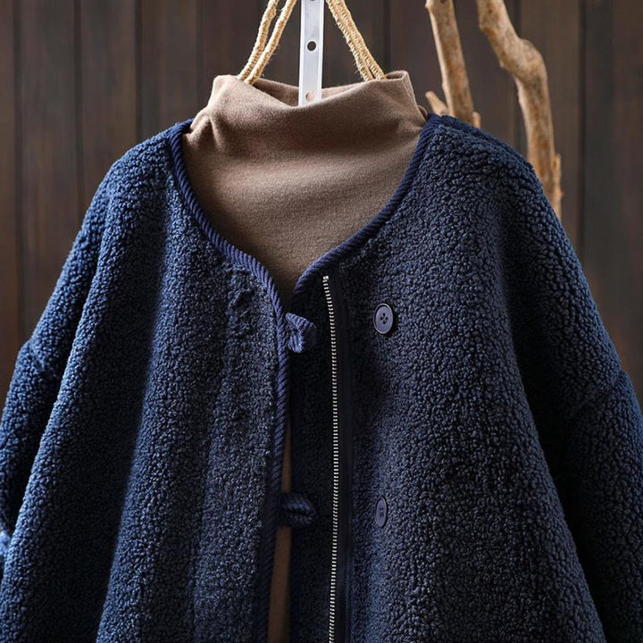 Veste d'hiver chaude en coton à manches longues avec fermeture éclair et boutons , Buddha Stones et dotée de poches. - image 5