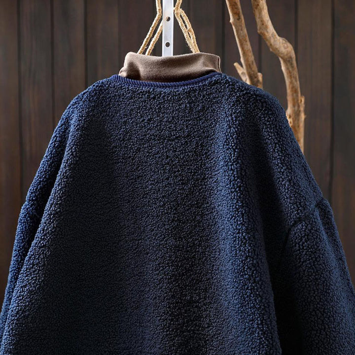 Veste d'hiver chaude en coton à manches longues avec fermeture éclair et boutons , Buddha Stones et dotée de poches. - image 6