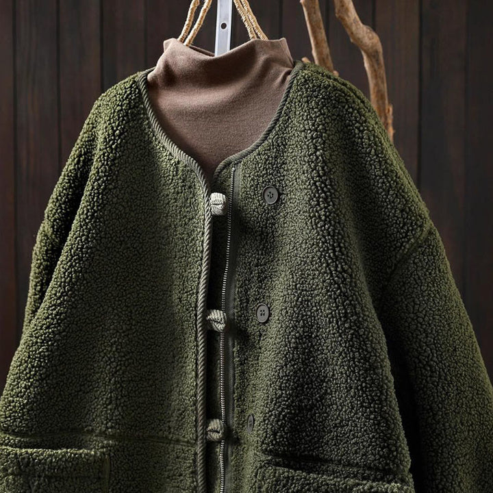 Veste d'hiver chaude en coton à manches longues avec fermeture éclair et boutons , Buddha Stones et dotée de poches. - image 20