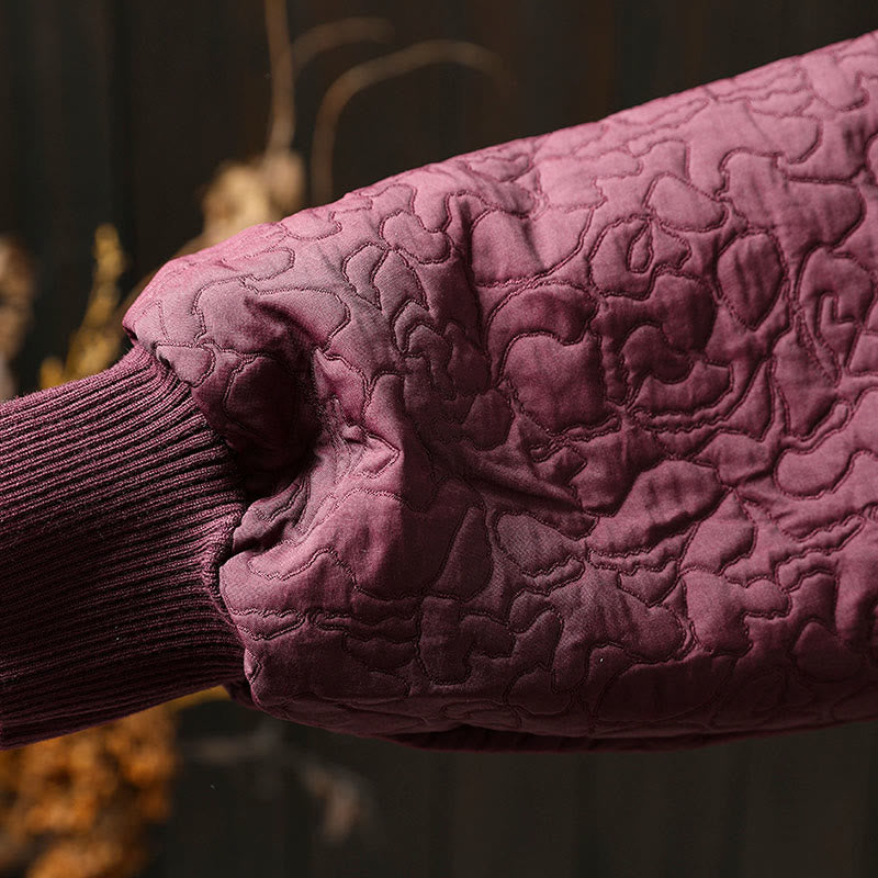 Veste mi-longue à manches longues en coton jacquard avec poches et boutons d'automne Buddha Stones - image 9