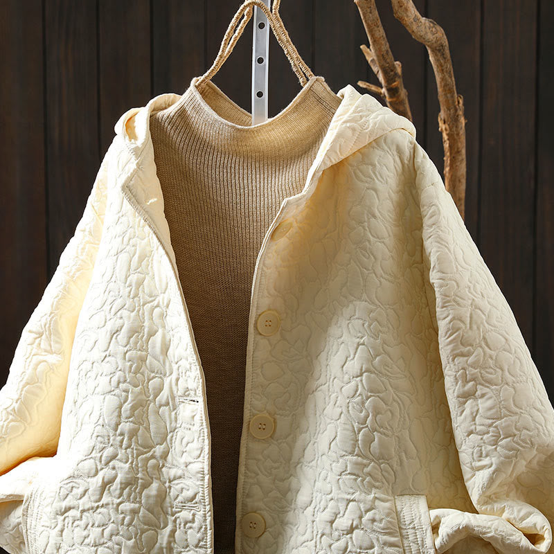 Veste mi-longue à manches longues en coton jacquard avec poches et boutons d'automne Buddha Stones - image 14