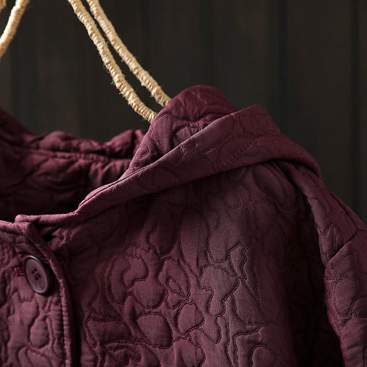 Veste mi-longue à manches longues en coton jacquard avec poches et boutons d'automne Buddha Stones - image 5