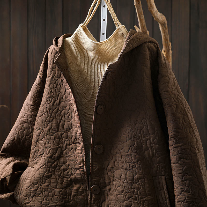 Veste mi-longue à manches longues en coton jacquard avec poches et boutons d'automne Buddha Stones - image 12