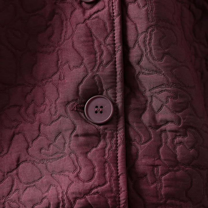 Veste mi-longue à manches longues en coton jacquard avec poches et boutons d'automne Buddha Stones - image 7