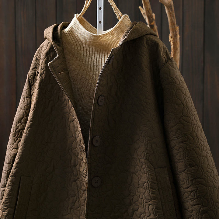 Veste mi-longue à manches longues en coton jacquard avec poches et boutons d'automne Buddha Stones - image 16