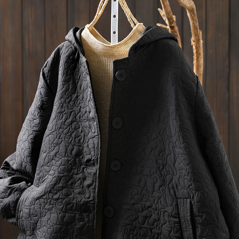 Veste mi-longue à manches longues en coton jacquard avec poches et boutons d'automne Buddha Stones - image 18