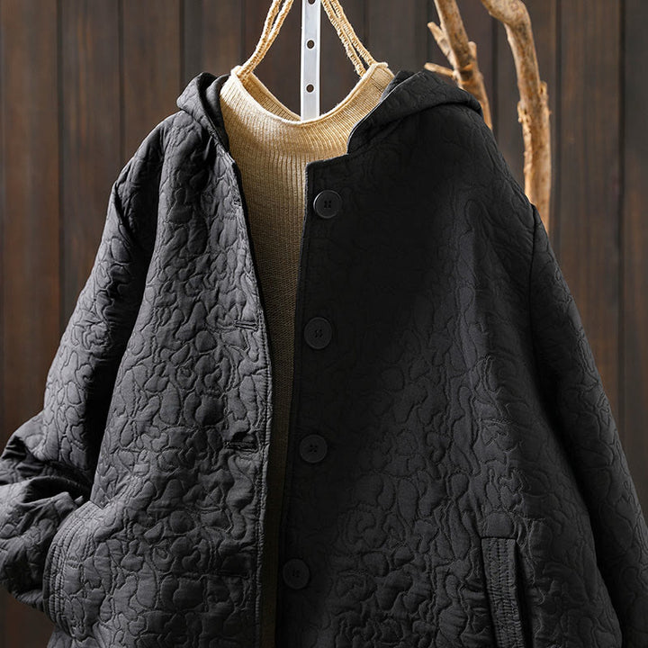 Veste mi-longue à manches longues en coton jacquard avec poches et boutons d'automne Buddha Stones - image 18