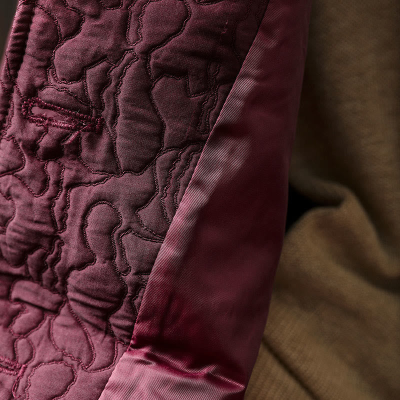 Veste mi-longue à manches longues en coton jacquard avec poches et boutons d'automne Buddha Stones - image 8