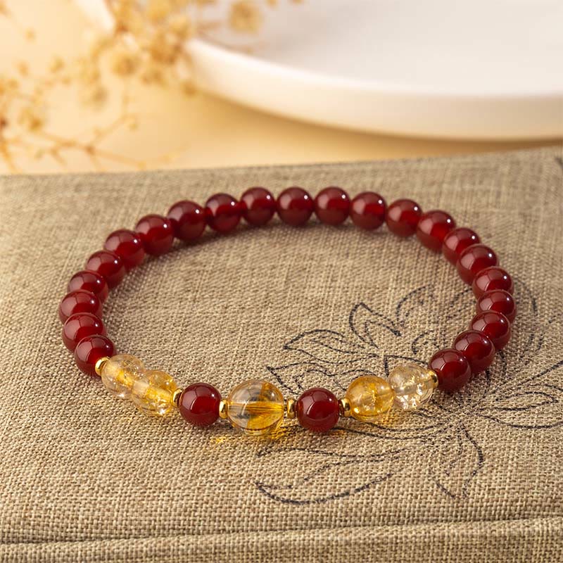 Bracelet de confiance et de plaisir en agate rouge et citrine Buddha Stones - image 2