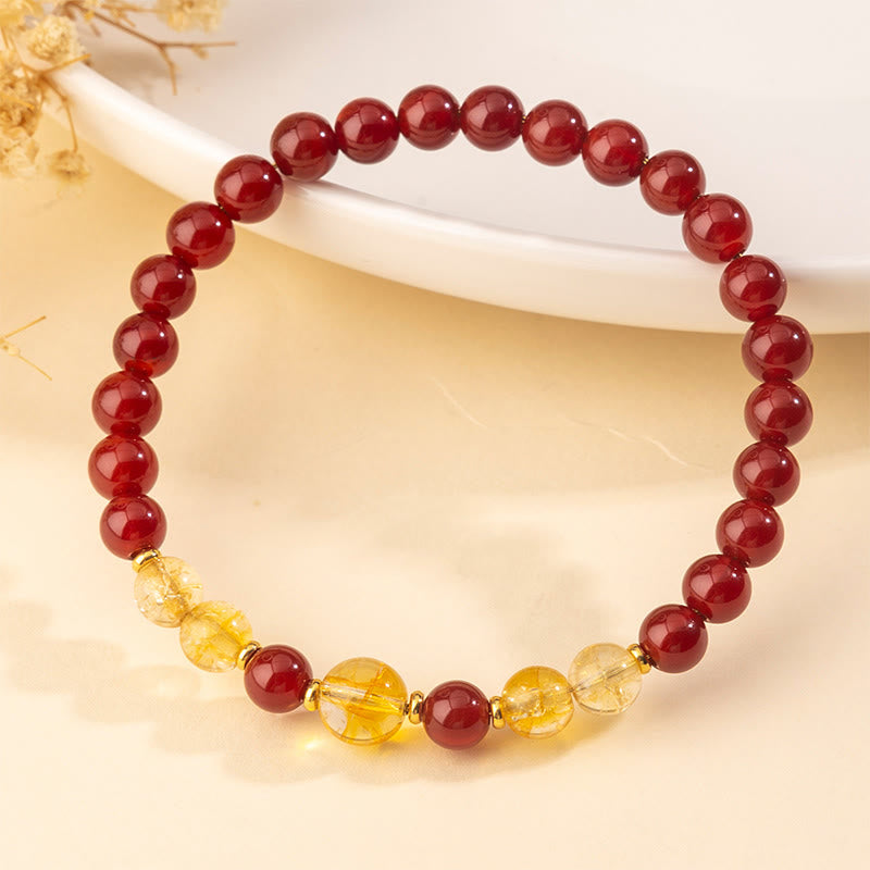 Bracelet de confiance et de plaisir en agate rouge et citrine Buddha Stones - image 1