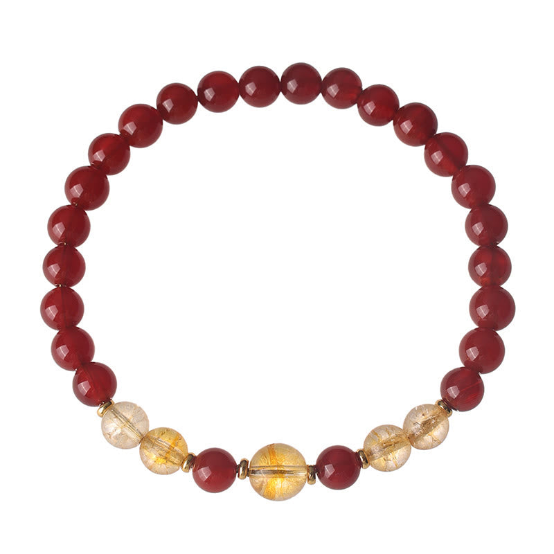 Bracelet de confiance et de plaisir en agate rouge et citrine Buddha Stones - image 3