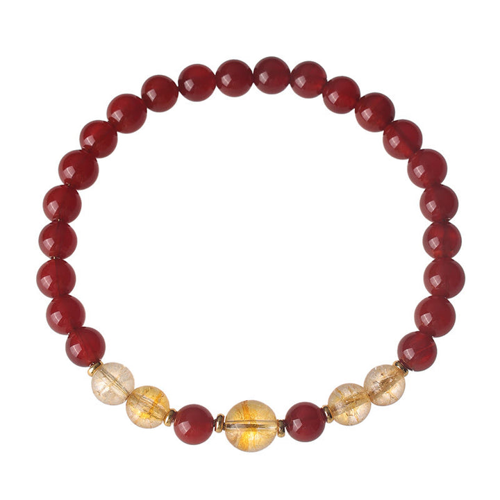 Bracelet de confiance et de plaisir en agate rouge et citrine Buddha Stones - image 3