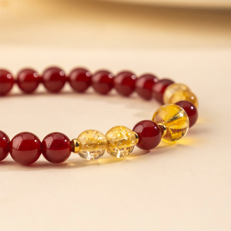 Bracelet de confiance et de plaisir en agate rouge et citrine Buddha Stones - image 4