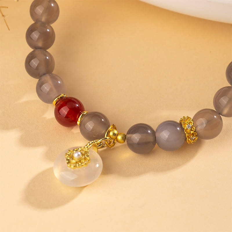 Bracelet d'équilibre en agate grise, agate rouge et calcédoine Buddha Stones - image 3