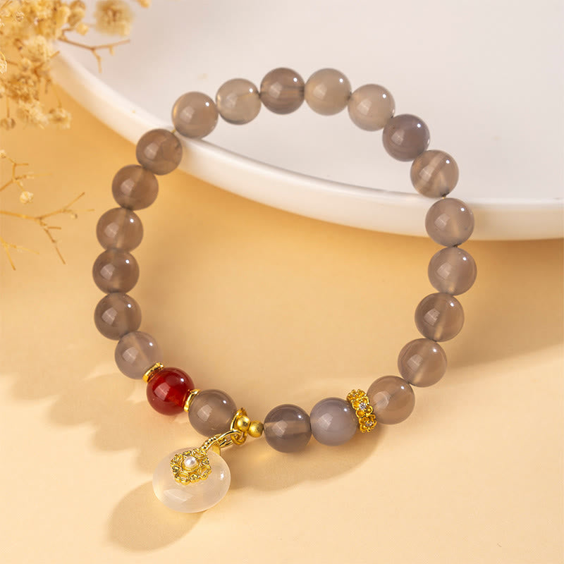 Bracelet d'équilibre en agate grise, agate rouge et calcédoine Buddha Stones - image 1