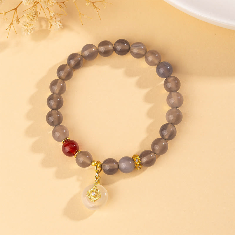 Bracelet d'équilibre en agate grise, agate rouge et calcédoine Buddha Stones - image 2