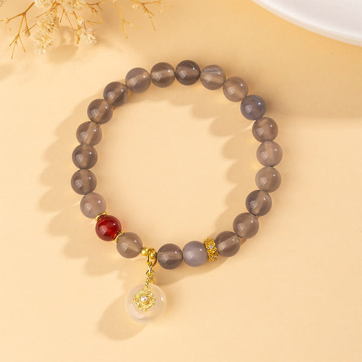 Bracelet d'équilibre en agate grise, agate rouge et calcédoine Buddha Stones - image 2