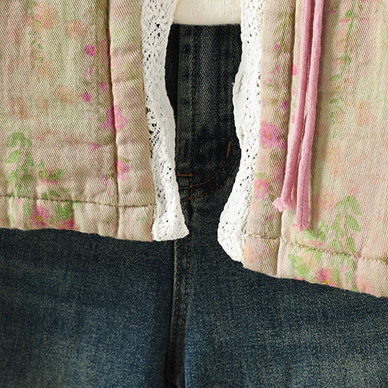 Veste thermique d'hiver pour femme en coton, manches longues, patchwork de dentelle, avec poches, Buddha Stones - image 13