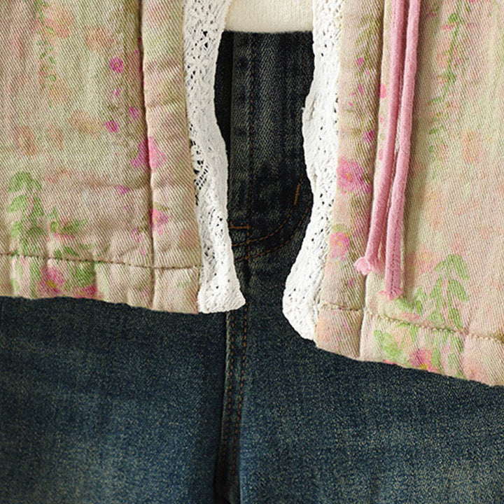 Veste thermique d'hiver pour femme en coton, manches longues, patchwork de dentelle, avec poches, Buddha Stones - image 13