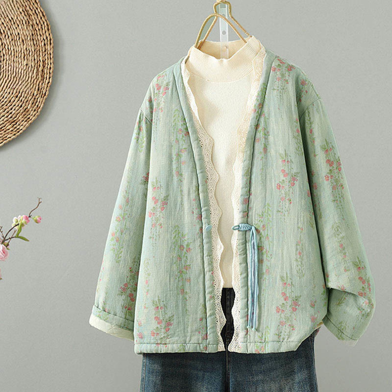 Veste thermique d'hiver pour femme en coton, manches longues, patchwork de dentelle, avec poches, Buddha Stones - image 16