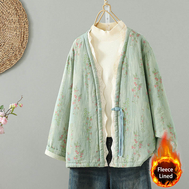 Veste thermique d'hiver pour femme en coton, manches longues, patchwork de dentelle, avec poches, Buddha Stones - Aigue-marine moyenne - US14，UK/AU18，EU46 (2XL) - image 15