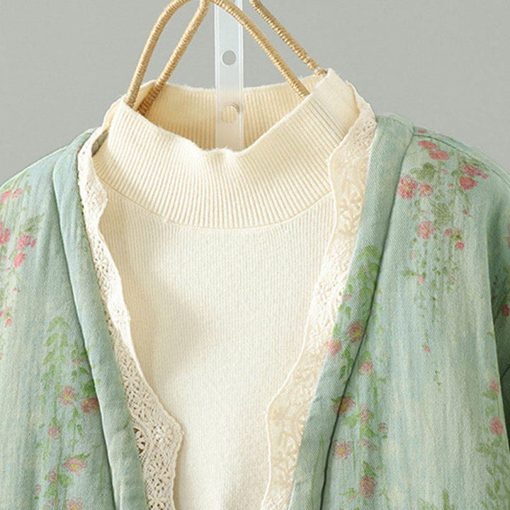 Veste thermique d'hiver pour femme en coton, manches longues, patchwork de dentelle, avec poches, Buddha Stones - image 17