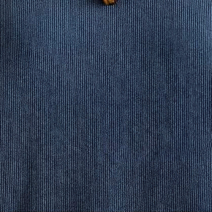 Robe midi en velours côtelé bleu foncé uni à manches longues et poches , Buddha Stones Fall - image 9