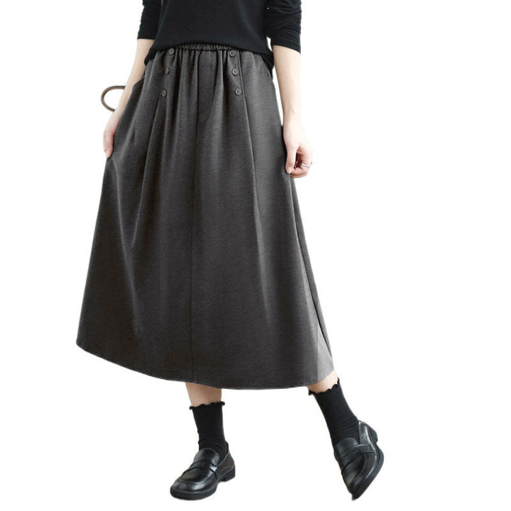 Jupe d'hiver pour femme Buddha Stones en coton pur, longueur 7-8, taille élastique, poches - image 18