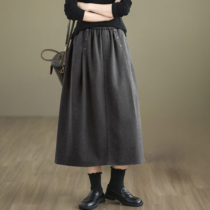 Jupe d'hiver pour femme Buddha Stones en coton pur, longueur 7-8, taille élastique, poches - image 16