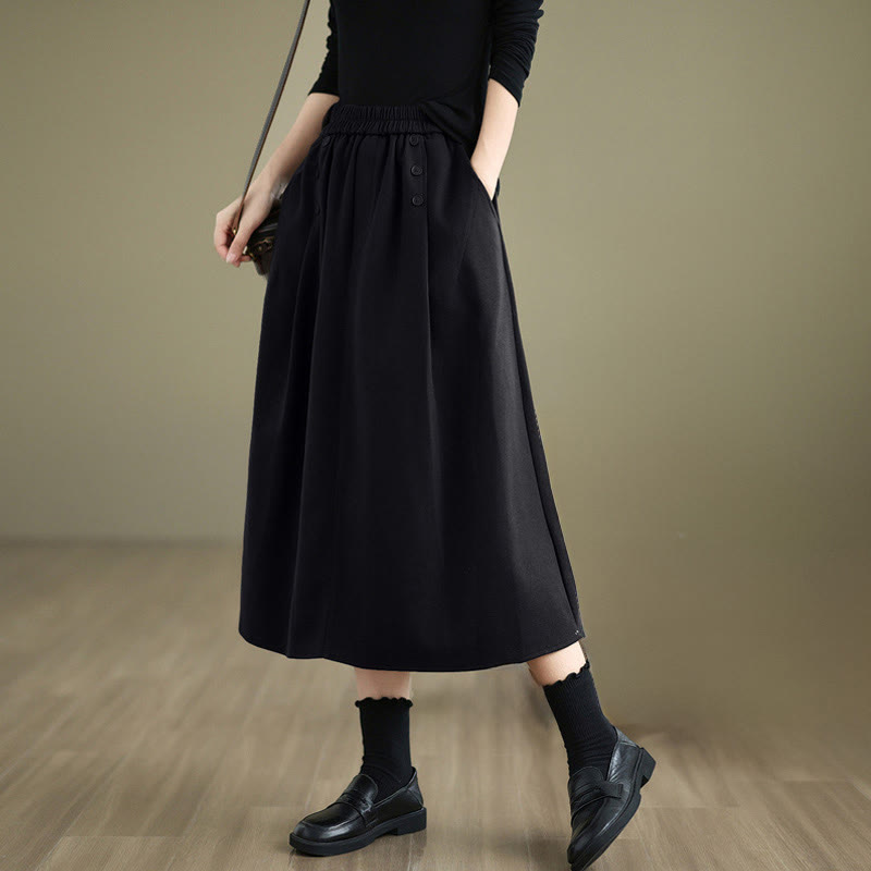 Jupe d'hiver pour femme Buddha Stones en coton pur, longueur 7-8, taille élastique, poches - Noir - US8-10，UK/AU12-14，EU40-42 (2XL) - image 12