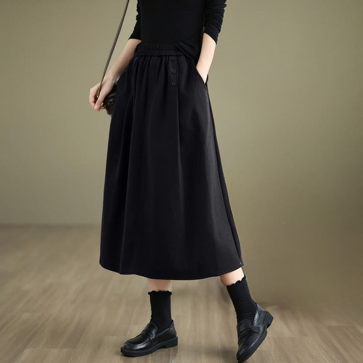 Jupe d'hiver pour femme Buddha Stones en coton pur, longueur 7-8, taille élastique, poches - Noir - US8-10，UK/AU12-14，EU40-42 (2XL) - image 12