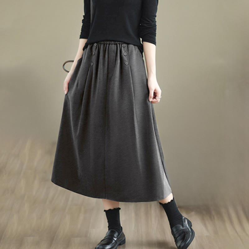 Jupe d'hiver pour femme Buddha Stones en coton pur, longueur 7-8, taille élastique, poches - image 17