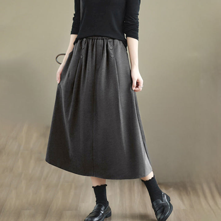 Jupe d'hiver pour femme Buddha Stones en coton pur, longueur 7-8, taille élastique, poches - image 17