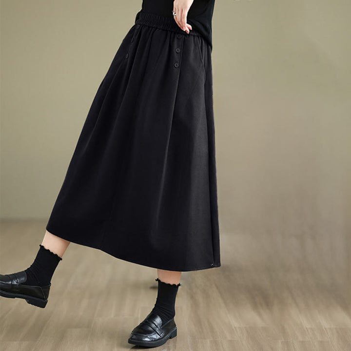 Jupe d'hiver pour femme Buddha Stones en coton pur, longueur 7-8, taille élastique, poches - image 13