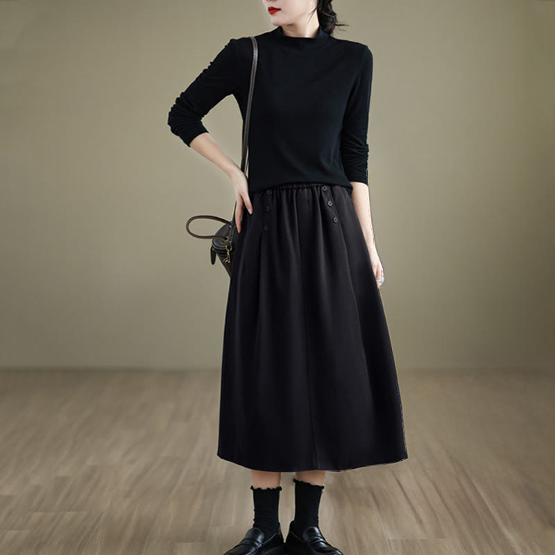 Jupe d'hiver pour femme Buddha Stones en coton pur, longueur 7-8, taille élastique, poches - image 14