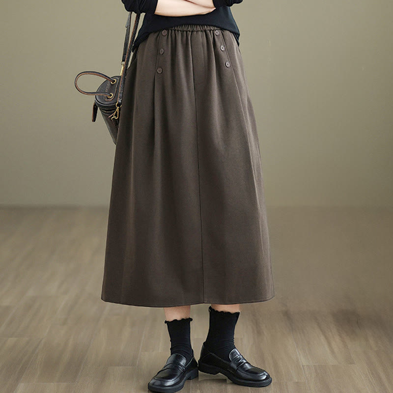 Jupe d'hiver pour femme Buddha Stones en coton pur, longueur 7-8, taille élastique, poches - image 2