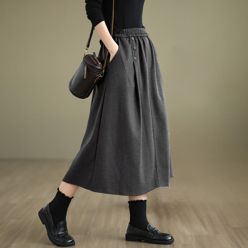 Jupe d'hiver pour femme Buddha Stones en coton pur, longueur 7-8, taille élastique, poches - Gris sombre - US8-10，UK/AU12-14，EU40-42 (2XL) - image 15