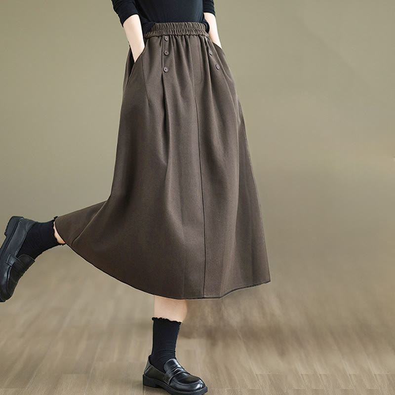 Jupe d'hiver pour femme Buddha Stones en coton pur, longueur 7-8, taille élastique, poches - image 5