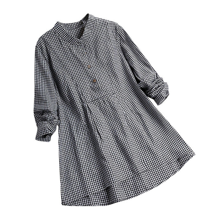 Chemise à carreaux à manches longues et boutons pour femme Buddha Stones - Noir - US16，UK/AU20，EU48 (5XL) - image 5