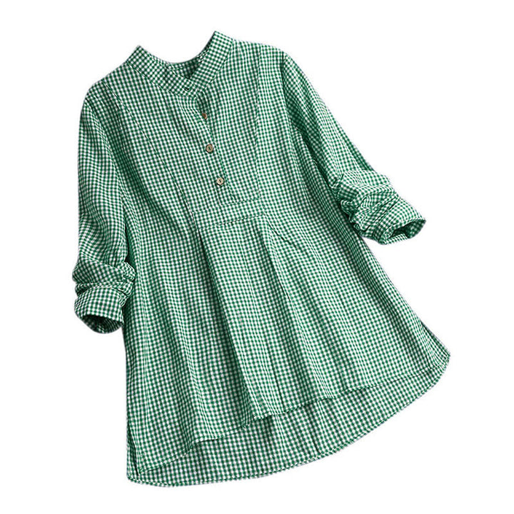 Chemise à carreaux à manches longues et boutons pour femme Buddha Stones - SpringGreen - US16，UK/AU20，EU48 (5XL) - image 8