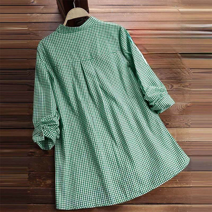 Chemise à carreaux à manches longues et boutons pour femme Buddha Stones - image 11