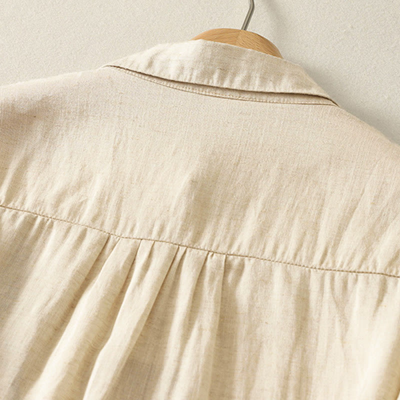 Chemise à manches longues pour femme avec boutons et broderie florale inspirée des Buddha Stones - image 4